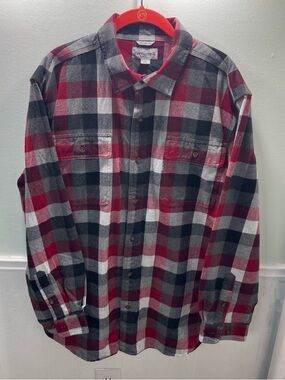 Carhartt Men’s Red, Gray & Black Plaid Button-Up Shirt